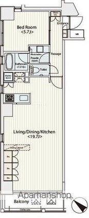 カスタリア八丁堀[1LDK/55.4m2]の間取図