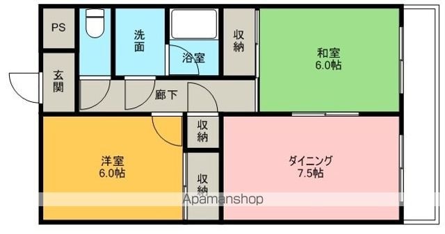 和歌山県和歌山市福島[2DK/45m2]の間取図