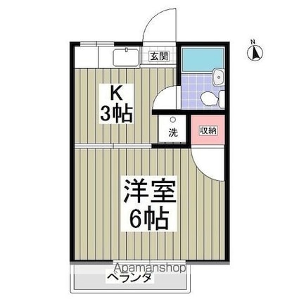 レピュート高岡Ｂ[1K/19.87m2]の間取図
