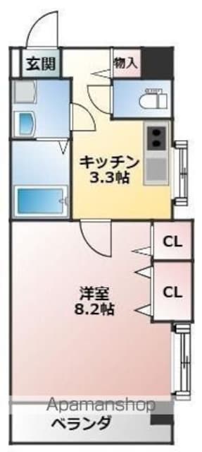 リューレント久米[1K/29.84m2]の間取図