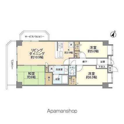 ダイアパレス蘇我[3LDK/66.12m2]の間取図