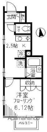 エリューズ洗足[1K/22.97m2]の間取図