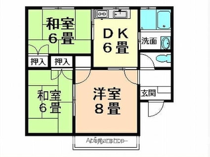 リーフパークＢ[3DK/56.2m2]の間取図