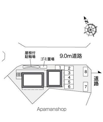 レオパレス小本本町[1K/19.87m2]の配置図