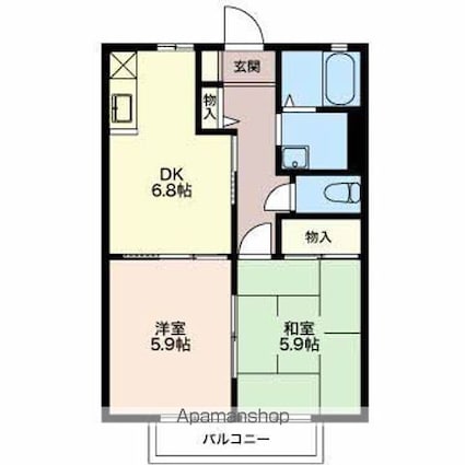 長野県千曲市大字戸倉[2DK/44.81m2]の間取図