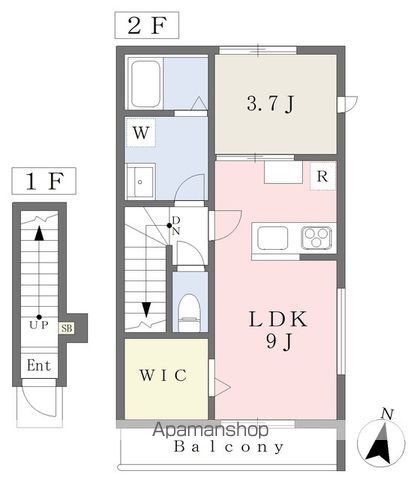 ＧＡＬＬＥＲＹ　ＨＯＵＳＥ　衣山　Ａ[1LDK/38.9m2]の間取図