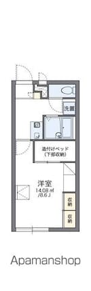 レオパレス雪月花[1K/23.18m2]の間取図