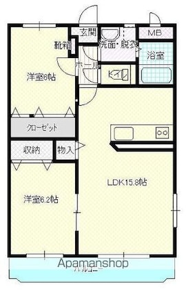 ＦｉｅｌｄⅡ[2LDK/63.17m2]の間取図