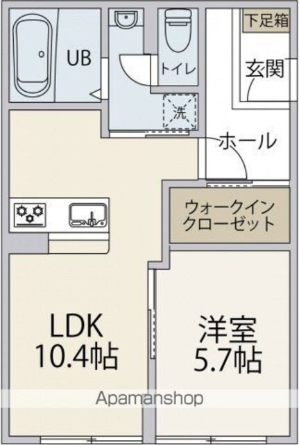 リバーサイド三滝[1LDK/40.58m2]の間取図