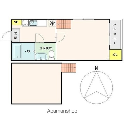 宮城県仙台市青葉区宮町４丁目[1K/20.1m2]の間取図