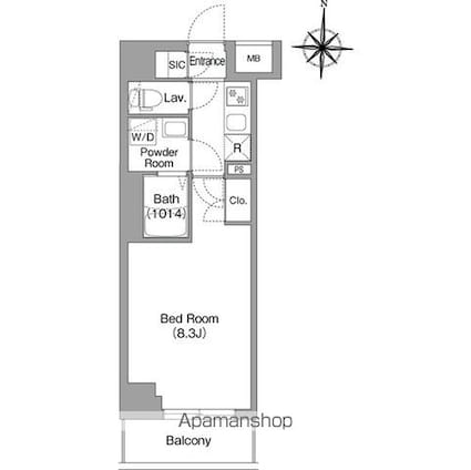 ＢＰＲレジデンス大島[1K/25.15m2]の間取図