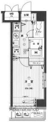 東京都港区芝２丁目[1K/22.12m2]の間取図