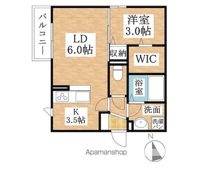 アロームライト[1LDK/32.77m2]の間取図