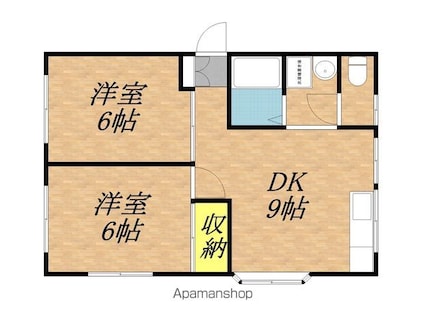 ササキハイツＡ棟[2DK/42.9m2]の間取図