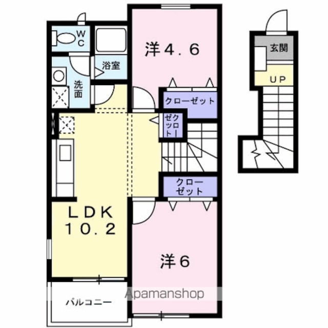 アウローラ・レン[2LDK/51.67m2]の間取図