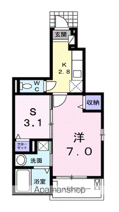 ユリウス　南江戸　Ⅱ[1K/31.65m2]の間取図