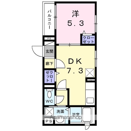 ソレイユ深沢[1DK/33.23m2]の間取図
