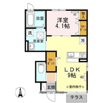 メゾン・ド・パンフェノン[1LDK/35.7m2]の間取図
