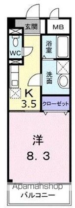 香川県高松市太田下町[1K/29.92m2]の間取図