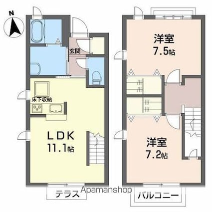 ＣＯＺＹ　ＨＩＬＬＳ　Ａ[2LDK/66m2]の間取図