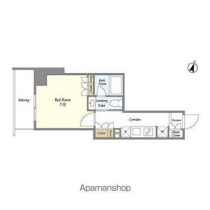 ＢＰＲレジデンス御嶽山[1K/25.11m2]の間取図