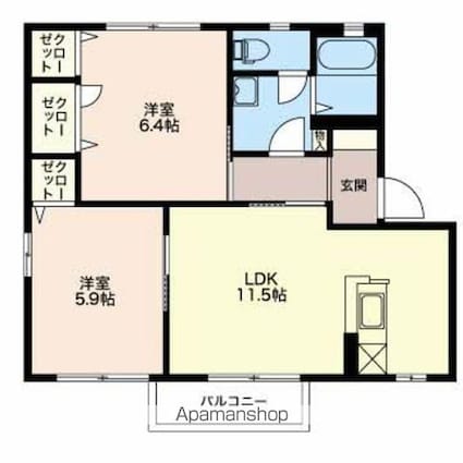 プランドール[2LDK/54.13m2]の間取図