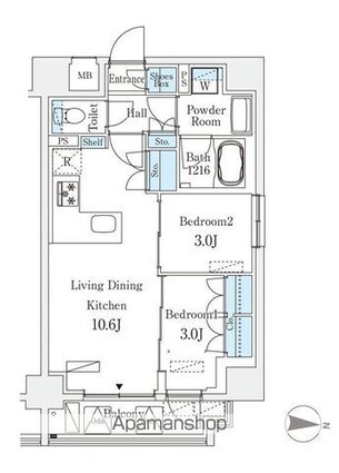 ＳＴＡＮＤＺ亀戸[2LDK/41.93m2]の間取図