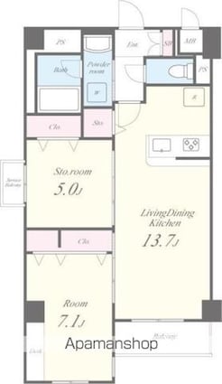 ＧＡＲＤＥＮ　ＣＯＵＲＴ　Ａ　西高島平[1SLDK/59.77m2]の間取図