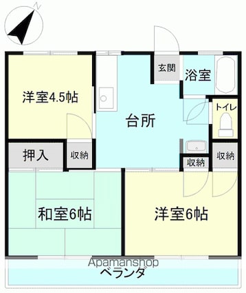 ヒルズ２１鶴見坦[3DK/46.2m2]の間取図