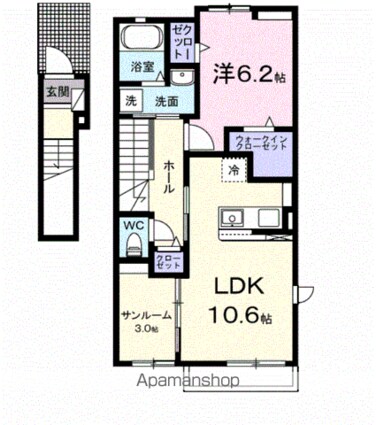 ヒカルサ鳥栖今泉ノース[1LDK/51.64m2]の間取図