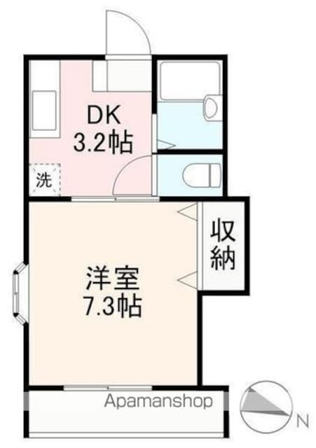 香川県高松市東山崎町[1K/27m2]の間取図