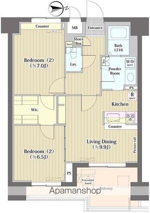 トーク西池袋ウェルフォート[2LDK/57.73m2]の間取図