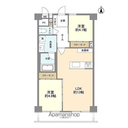 五反田スカイマンション[2LDK/53.35m2]の間取図