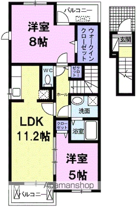 愛知県北名古屋市宇福寺中杁[2LDK/60.14m2]の間取図