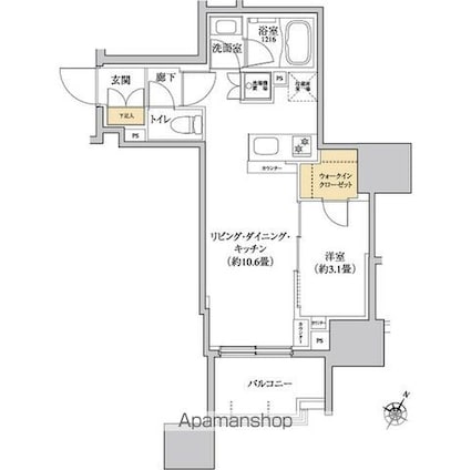 グレーシアフィット三軒茶屋[1LDK/34.69m2]の間取図