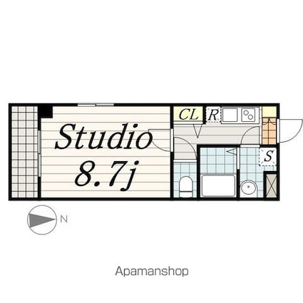 セゾン・ドゥ・ブランシェ千葉中央[1K/24.9m2]の間取図