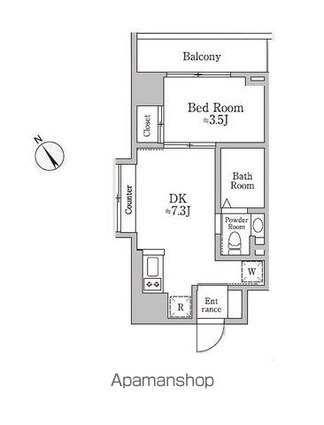 レジディア三宿[1DK/25.14m2]の間取図
