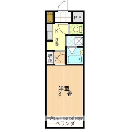 エコール久米[1K/28m2]の間取図