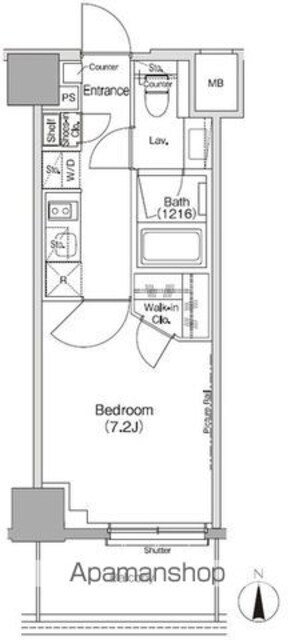 東京都世田谷区太子堂２丁目[1K/25.33m2]の間取図