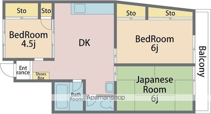 徳島県徳島市春日１丁目[3DK/49.63m2]の間取図