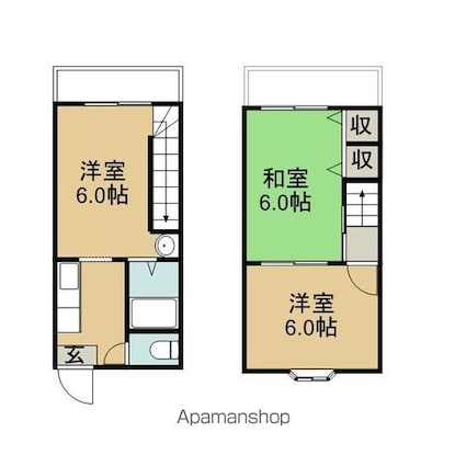 ハイツ北斗星[3K/45.36m2]の間取図