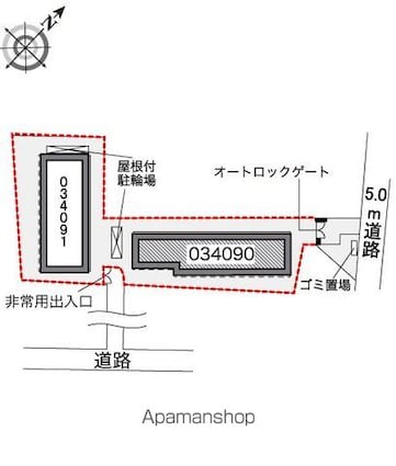 レオパレスクインスＡ[1K/23.27m2]の配置図