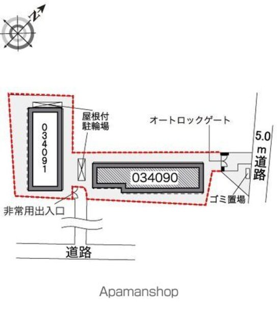 レオパレスクインスＡ[1K/23.27m2]の配置図
