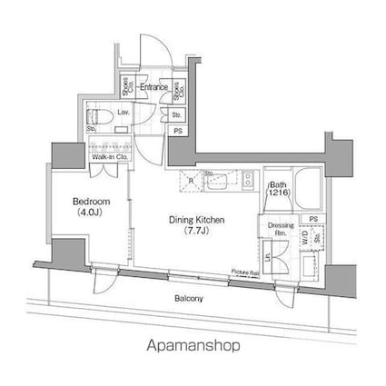 ザ・パークハビオ新宿[1DK/31.47m2]の間取図