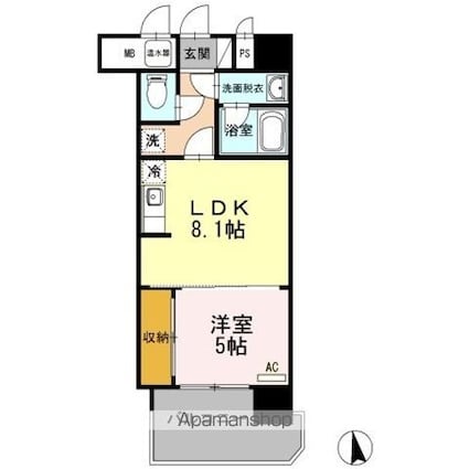 ＣＯＳＭＯ　ＣＩＴＹ[1LDK/36.14m2]の間取図
