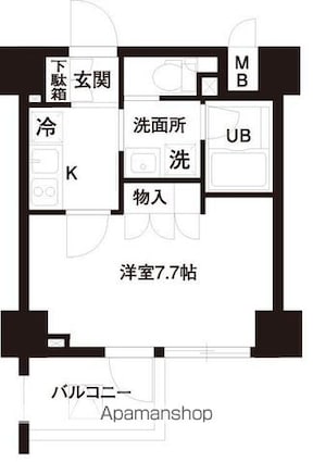 レジディア白金高輪[1K/25.2m2]の間取図