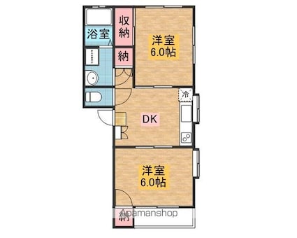 トマトハイツＡ[2DK/42m2]の間取図