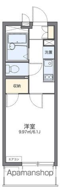 レオパレスゆう[1K/19.87m2]の間取図