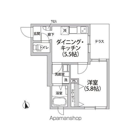 ブルーム桜丘Ｃ棟[1DK/28.5m2]の間取図