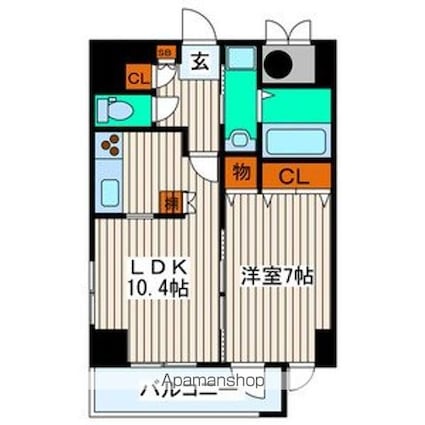 宮城県仙台市青葉区国分町３丁目[1LDK/42.64m2]の間取図